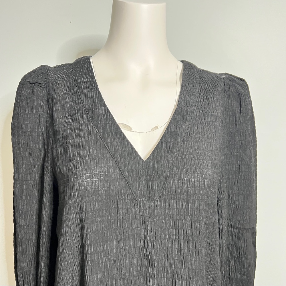 BB Dakota Black Puff Sleeve V-Neck Dress - Picture 2 of 9